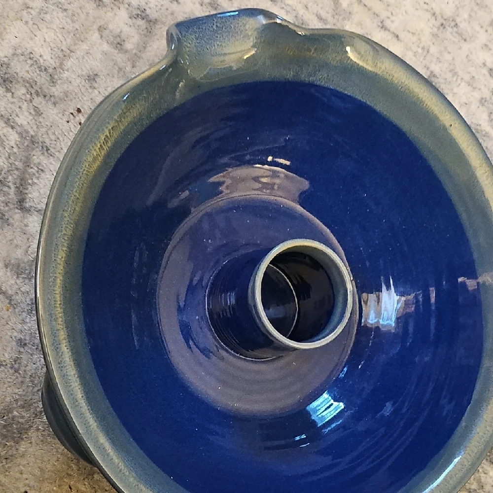 Tumbleweed Pottery Cobalt Blue Upright Chicken Cooker Roaster/Ceramic Bowl